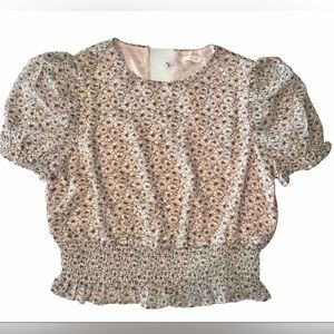 Blush BJ Floral Cropped puffed short‎ sleeve elastic waist NWT Med